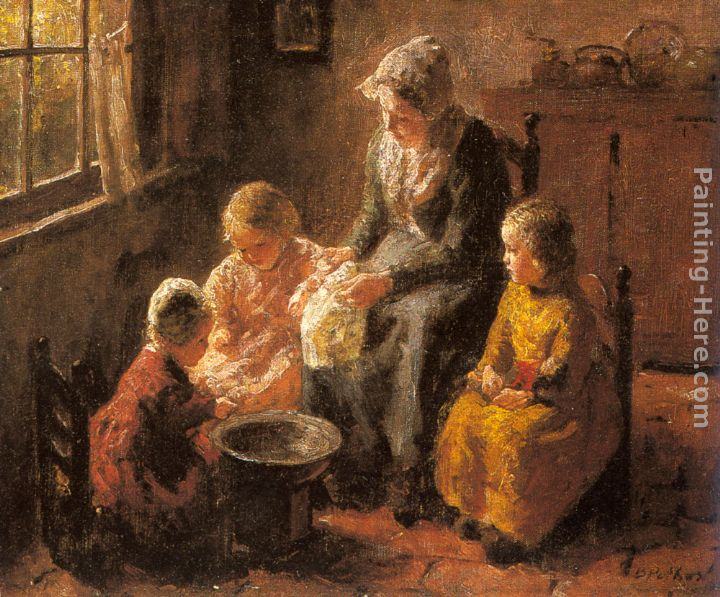 Bernard Jean Corneille Pothast Mother and Children in an Interior